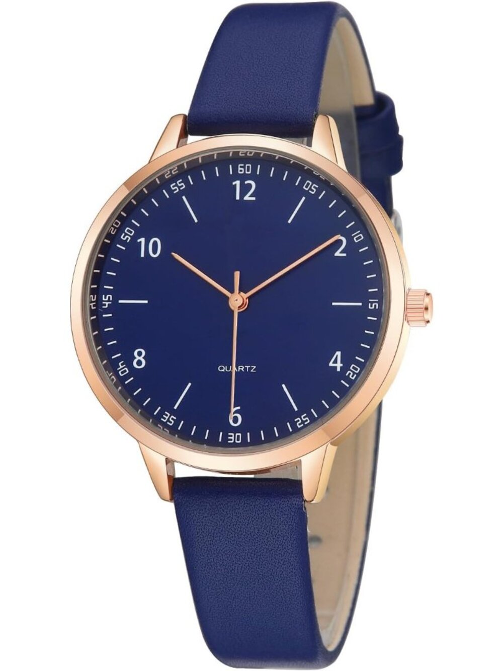 Women's Blue Dial Dainty Analog Leather Waterproof Reloj Para Mujer Wrist Watch